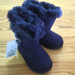 NEW Toddler Girls CHEROKEE Navy Blue Fur Dannie Winter  Boots Size 6 or 7